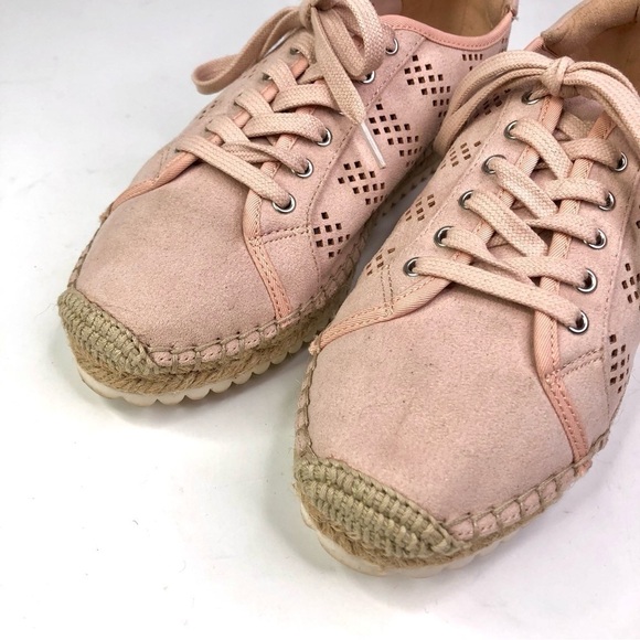 Marc Fisher ballet pink vegan suede perforated sneaker espadrilles 6.5 - Picture 6 of 11